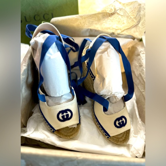 AUTHENTIC GUCCI ESPADRILLE wedge size 38.5 - Picture 1 of 7
